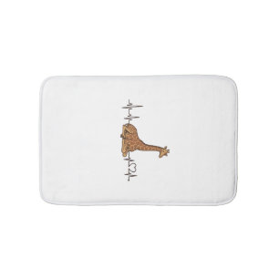 Giraffe Heartbeat Vintage Engraving Shirt Design_1 Bath Mat
