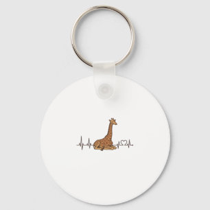 Giraffe Heartbeat Vintage Engraving Shirt Design_1 Key Ring