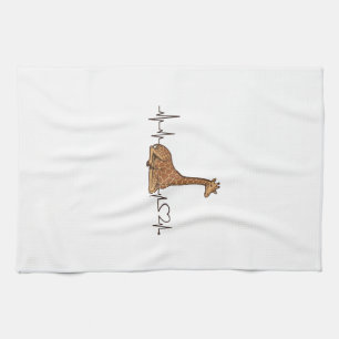 Giraffe Heartbeat Vintage Engraving Shirt Design_1 Tea Towel