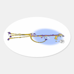 GIRAFFE & HONEYBEE TEA by Jeff Willis Oval Sticker