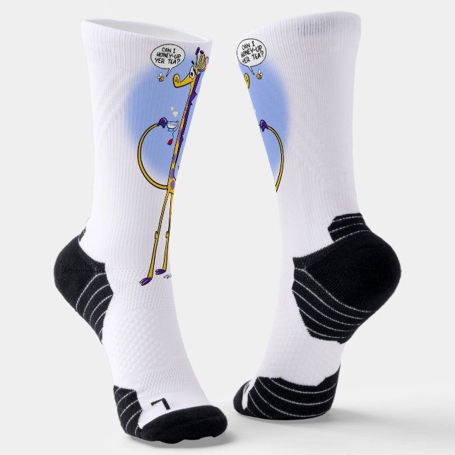 GIRAFFE & HONEYBEE TEA by Jeff Willis Socks (Angled)