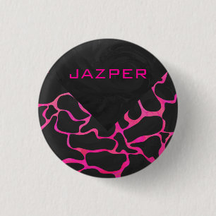 Giraffe Hot Pink and Black Print 3 Cm Round Badge