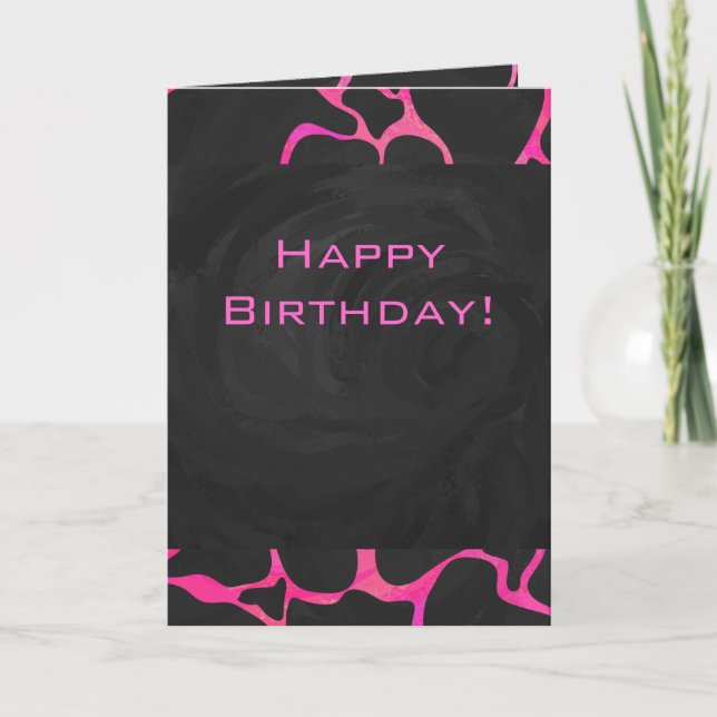 Giraffe Hot Pink and Black Print Card (Front)