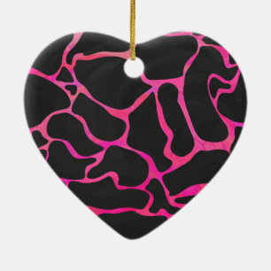 Giraffe Hot Pink and Black Print Ceramic Tree Decoration