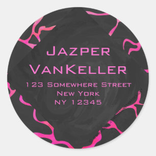 Giraffe Hot Pink and Black Print Classic Round Sticker