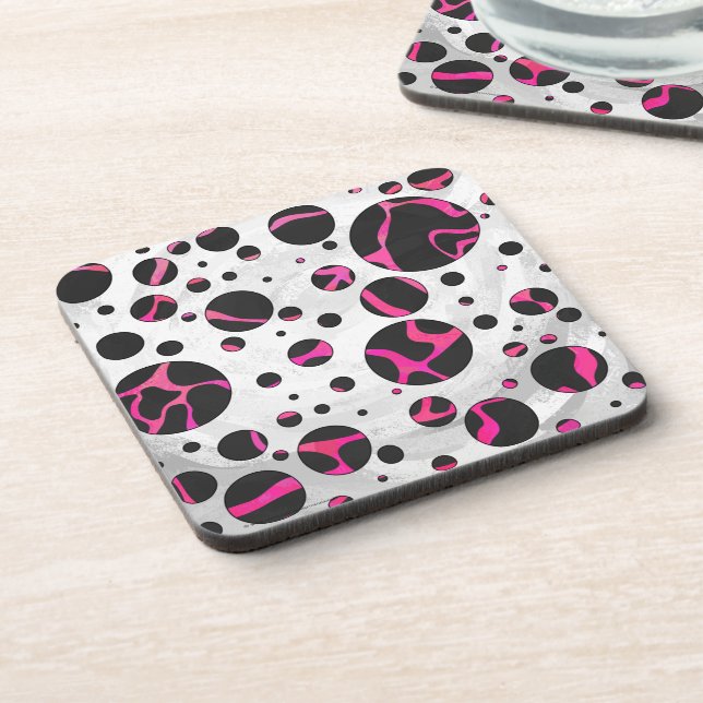 Giraffe Hot Pink and Black Print Coaster (Left Side)