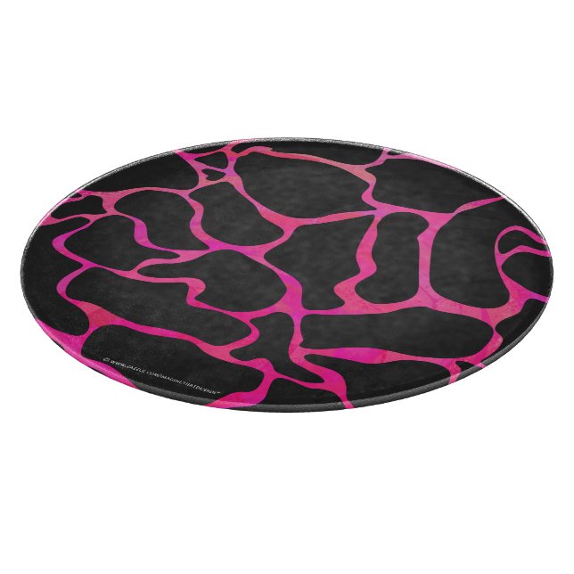 Giraffe Hot Pink and Black Print Cutting Board (Corner)