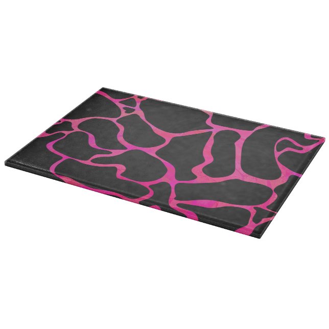 Giraffe Hot Pink and Black Print Cutting Board (Corner)