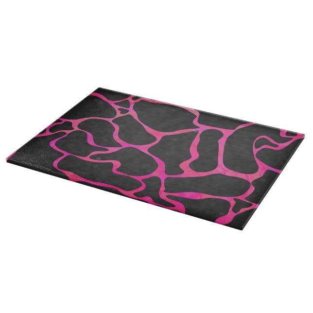Giraffe Hot Pink and Black Print Cutting Board (Corner)