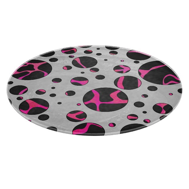 Giraffe Hot Pink and Black Print Cutting Board (Corner)