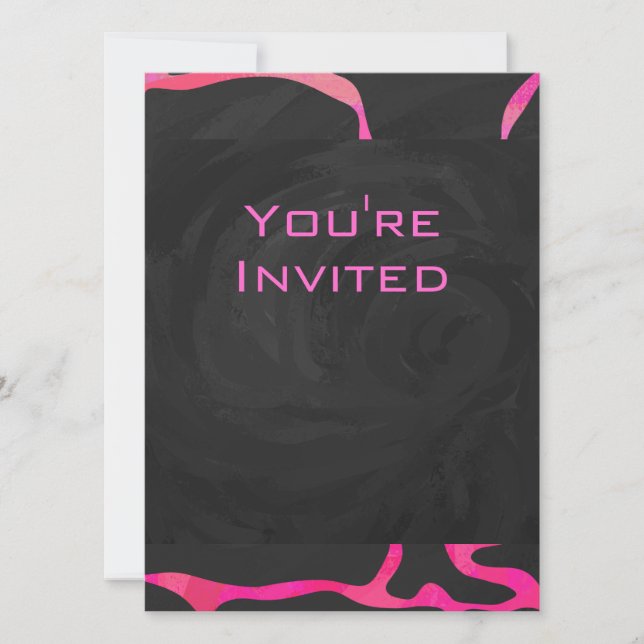 Giraffe Hot Pink and Black Print Invitation (Front)