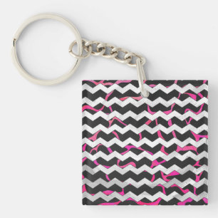 Giraffe Hot Pink and Black Print Key Ring