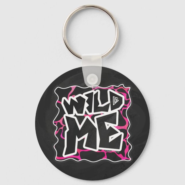Giraffe Hot Pink and Black Print Key Ring (Front)