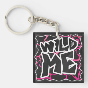 Giraffe Hot Pink and Black Print Key Ring