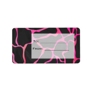 Giraffe Hot Pink and Black Print Label
