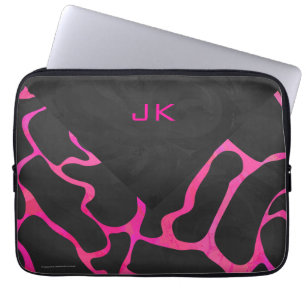 Giraffe Hot Pink and Black Print Laptop Sleeve