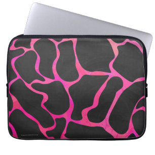 Giraffe Hot Pink and Black Print Laptop Sleeve
