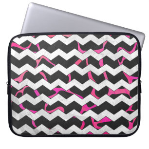 Giraffe Hot Pink and Black Print Laptop Sleeve
