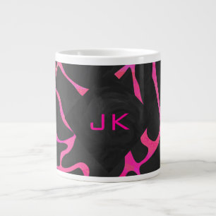 Giraffe Hot Pink and Black Print Large Coffee Mug