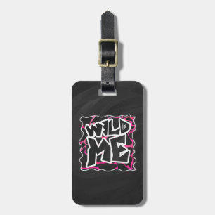 Giraffe Hot Pink and Black Print Luggage Tag