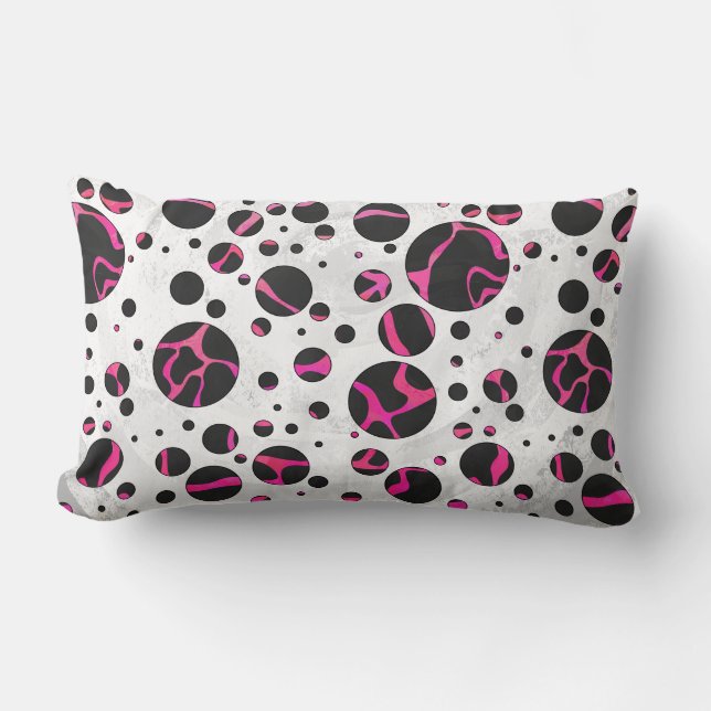Giraffe Hot Pink and Black Print Lumbar Cushion (Front)