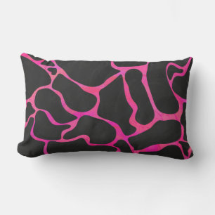 Giraffe Hot Pink and Black Print Lumbar Cushion