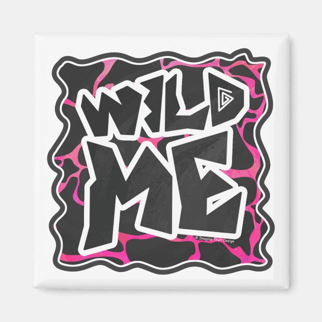 Giraffe Hot Pink and Black Print Magnet (Front)