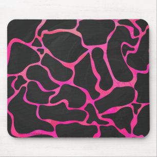 Giraffe Hot Pink and Black Print Mouse Mat