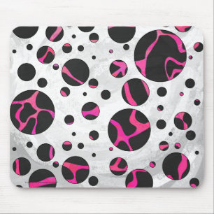 Giraffe Hot Pink and Black Print Mouse Mat