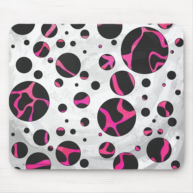 Giraffe Hot Pink and Black Print Mouse Mat (Front)