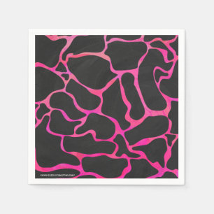 Giraffe Hot Pink and Black Print Napkin