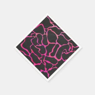 Giraffe Hot Pink and Black Print Napkin