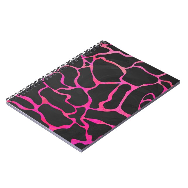 Giraffe Hot Pink and Black Print Notebook (Left Side)