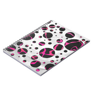 Giraffe Hot Pink and Black Print Notebook