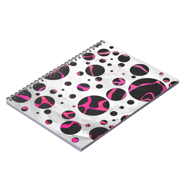 Giraffe Hot Pink and Black Print Notebook (Left Side)