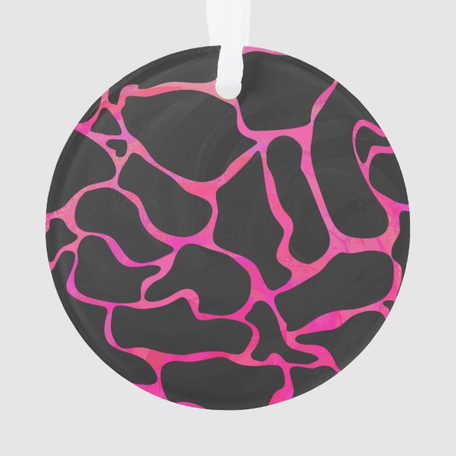 Giraffe Hot Pink and Black Print Ornament (Back)