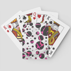 Giraffe Hot Pink and Black Print Playing Cards