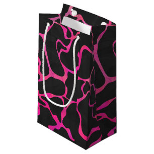Giraffe Hot Pink and Black Print Small Gift Bag