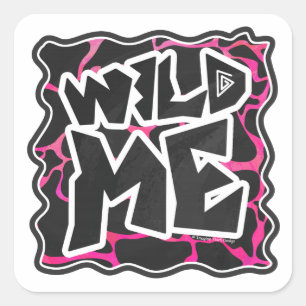 Giraffe Hot Pink and Black Print Square Sticker