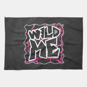 Giraffe Hot Pink and Black Print Tea Towel