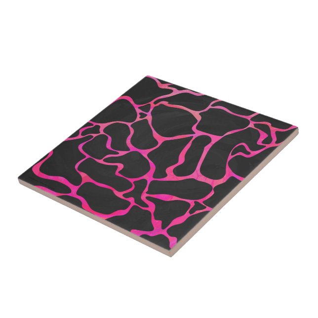 Giraffe Hot Pink and Black Print Tile (Side)
