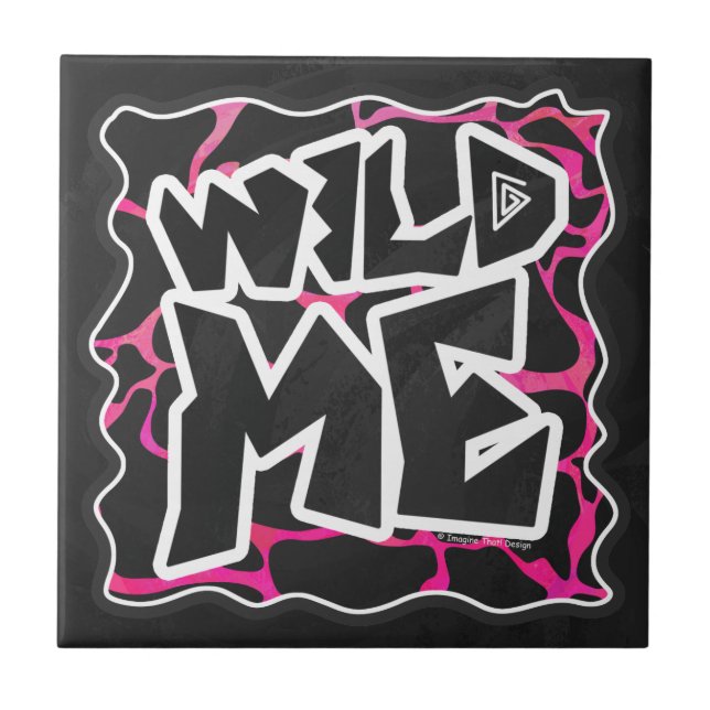 Giraffe Hot Pink and Black Print Tile (Front)