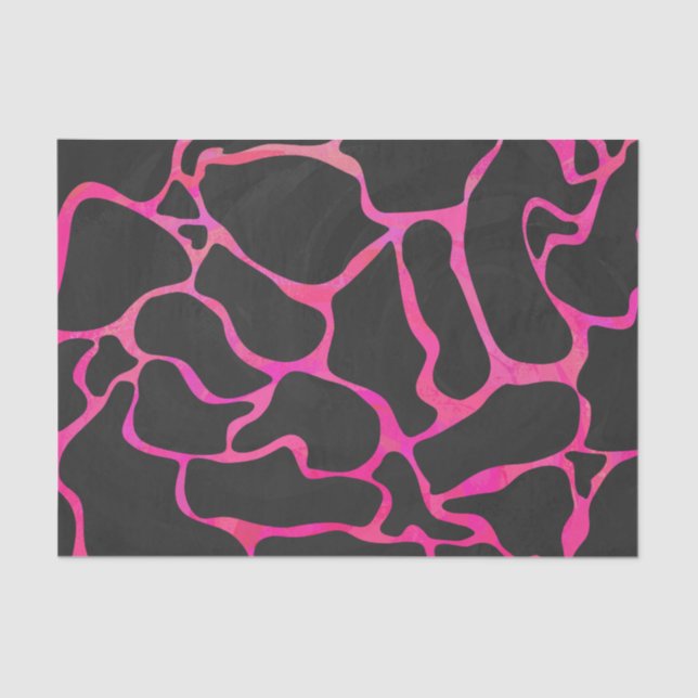 Giraffe Hot Pink and Black Print Tissue Paper (Front)