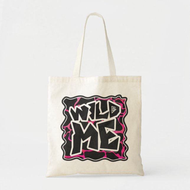Giraffe Hot Pink and Black Print Tote Bag (Front)