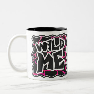 Giraffe Hot Pink and Black Print Two-Tone Coffee Mug