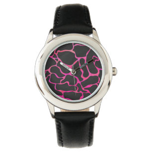 Giraffe Hot Pink and Black Print Watch