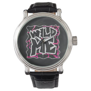 Giraffe Hot Pink and Black Print Watch
