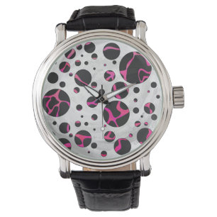 Giraffe Hot Pink and Black Print Watch