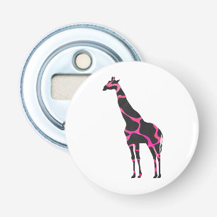 Giraffe Hot Pink and Black Silhouette Bottle Opener
