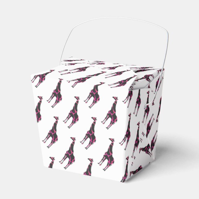 Giraffe Hot Pink and Black Silhouette Favour Box (Front Side)